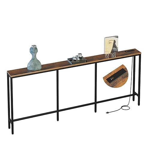 78.7" Behind Couch Table with Fast Charging Station, 7.1" Narrow