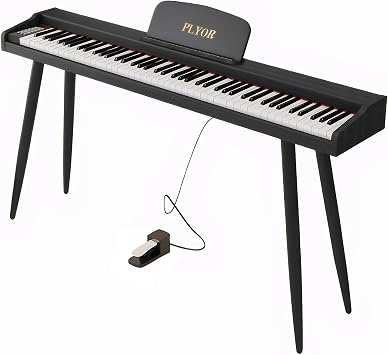88 Key Digital Piano Keyboard with Stand & Sustain Pedal, Full-Size Semi Weighted Electric Piano for Beginners/Adults, Home Keyboard Piano with Headphone Jack, MIDI-USB Connectivity, Black