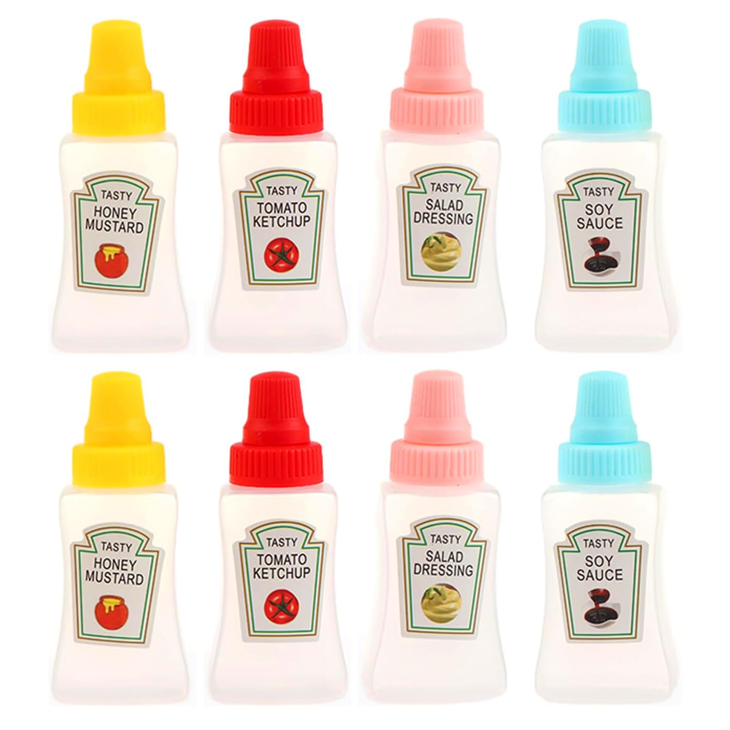 Mini Bouteilles De Condiments 25 Ml – Lot De 8 – Transparentes, Avec Couvercle Étanche – Pour Pique-nique, Lunch