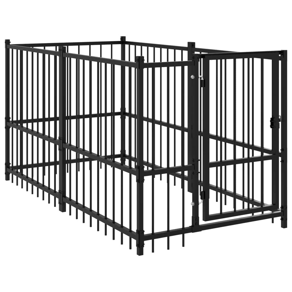 vidaXL Chenil pour Chien Noir 193,5x97x100 cm Acier Cage Enclos Chiot Animaux