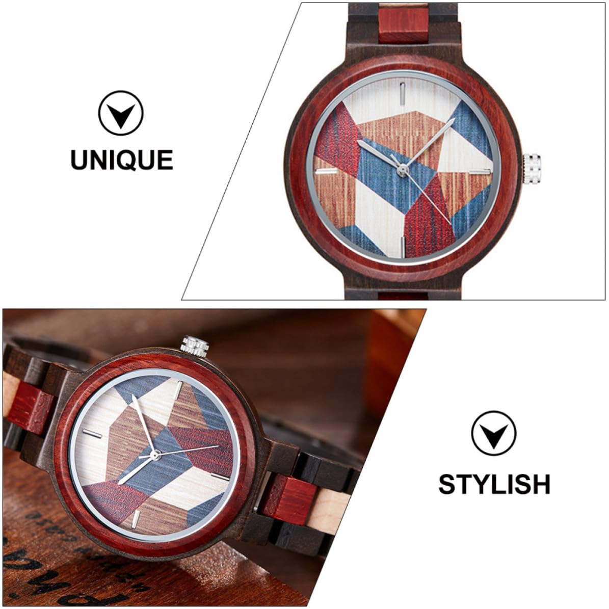 Toyvian Reloj de Cuarzo de Madera, Reloj de Pulsera Informal, Diseño de Madera Único, Vidrio, Precisión Horaria y Ahorro de Energía, para Parejas y Familiares, Obsequio de Fiesta