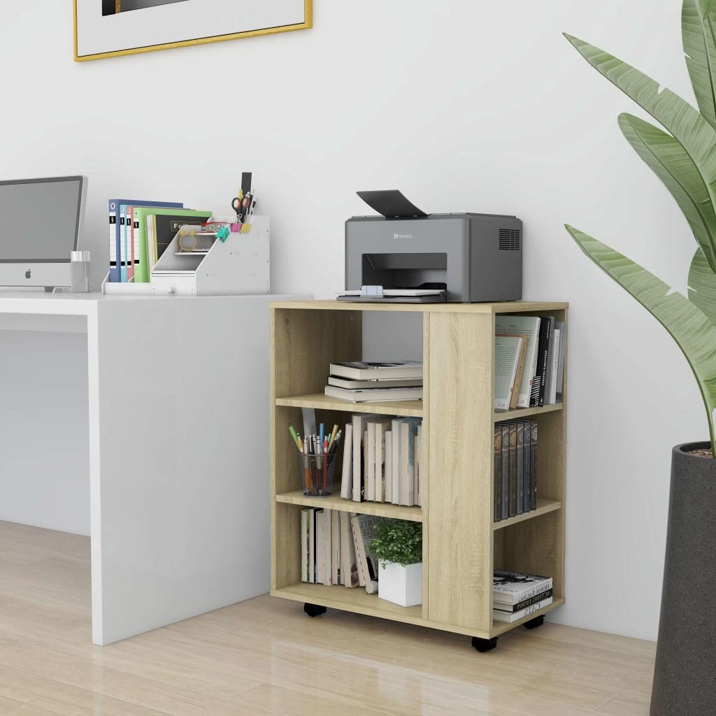 vidaXL Rollcontainer Büroschrank Sonoma-Eiche 60x35x75cm Holzwerkstoff