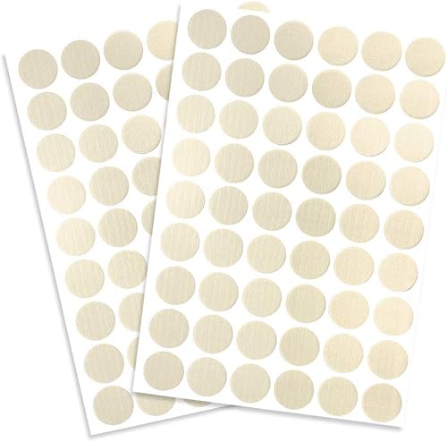 uxcell Calcomanías autoadhesivas de plástico texturizado para muebles de madera, 0.827 in de diámetro, 108 piezas en 2 hojas de relieve blanco