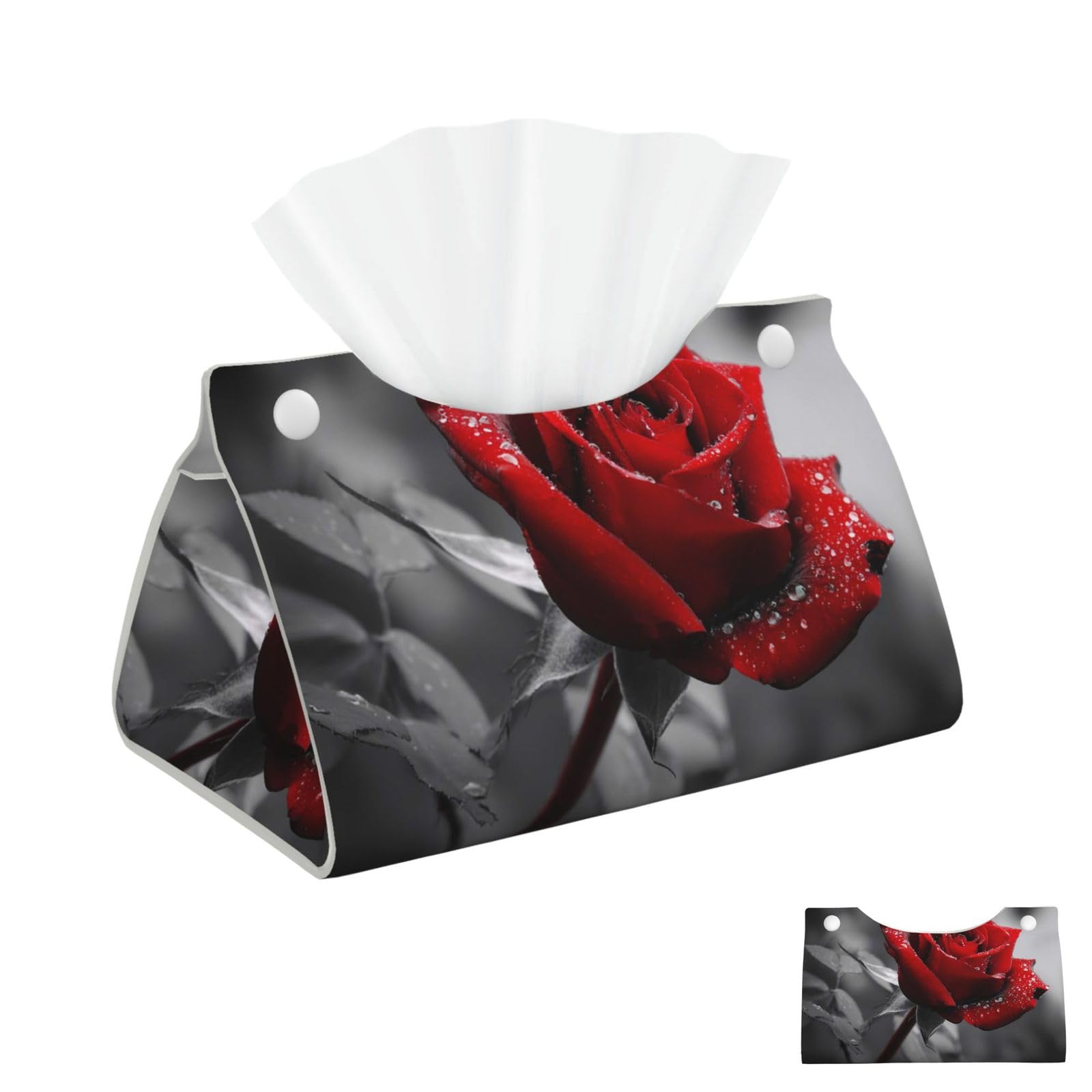 Red Rose Tissue Box Cover Square Cube Boxes