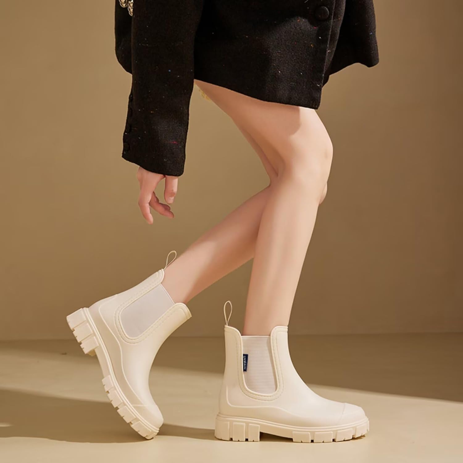 Short Rain Boots Women Waterproof Ankle Rainboots Fashion Chelsea Boots Non-Slip Garden Shoes for Outdoor Work Booties - Image 2