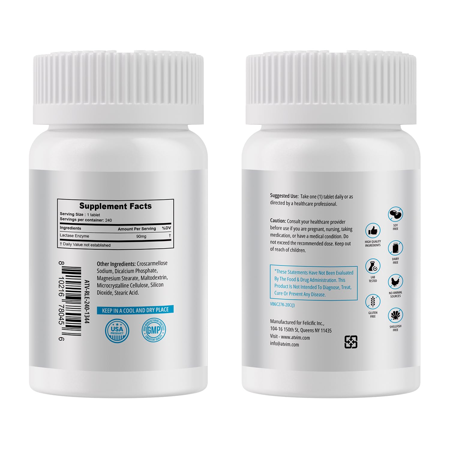 Lactase Enzyme 9000 FCC 240 Tablets, 1 Per Serving — Amazon image 2