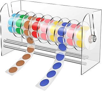 Sticker Dispenser,Label Dispenser,Sticker Holder Organizer,Sticker Roll Dispenser,Adjustable 9 Disks Acrylic Lable Roll Holder Organizer, Label Stand for Holding Tape Sticker Label Office and Home