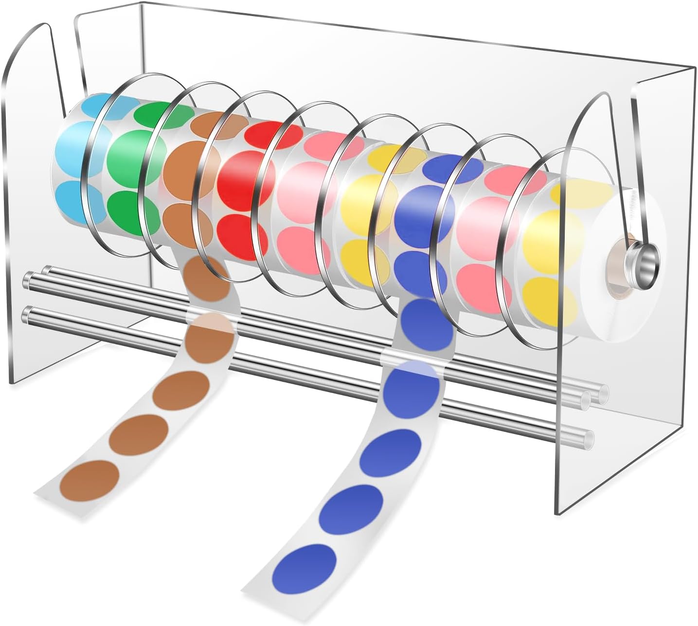 Sticker Dispenser,Label Dispenser,Sticker Holder Organizer,Sticker Roll Dispenser,Adjustable 9 Disks Acrylic Lable Roll Holder Organizer, Label Stand for Holding Tape Sticker Label Office and Home