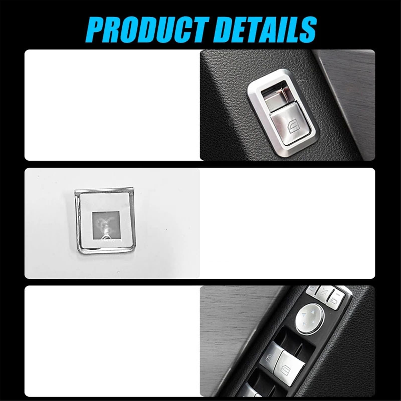 Compatible avec Benz W204 E W212 GLA pour CLA GLK GLE Autocollants décoratifs pour bouton lève-vitre de voiture Autocollants Intérieur