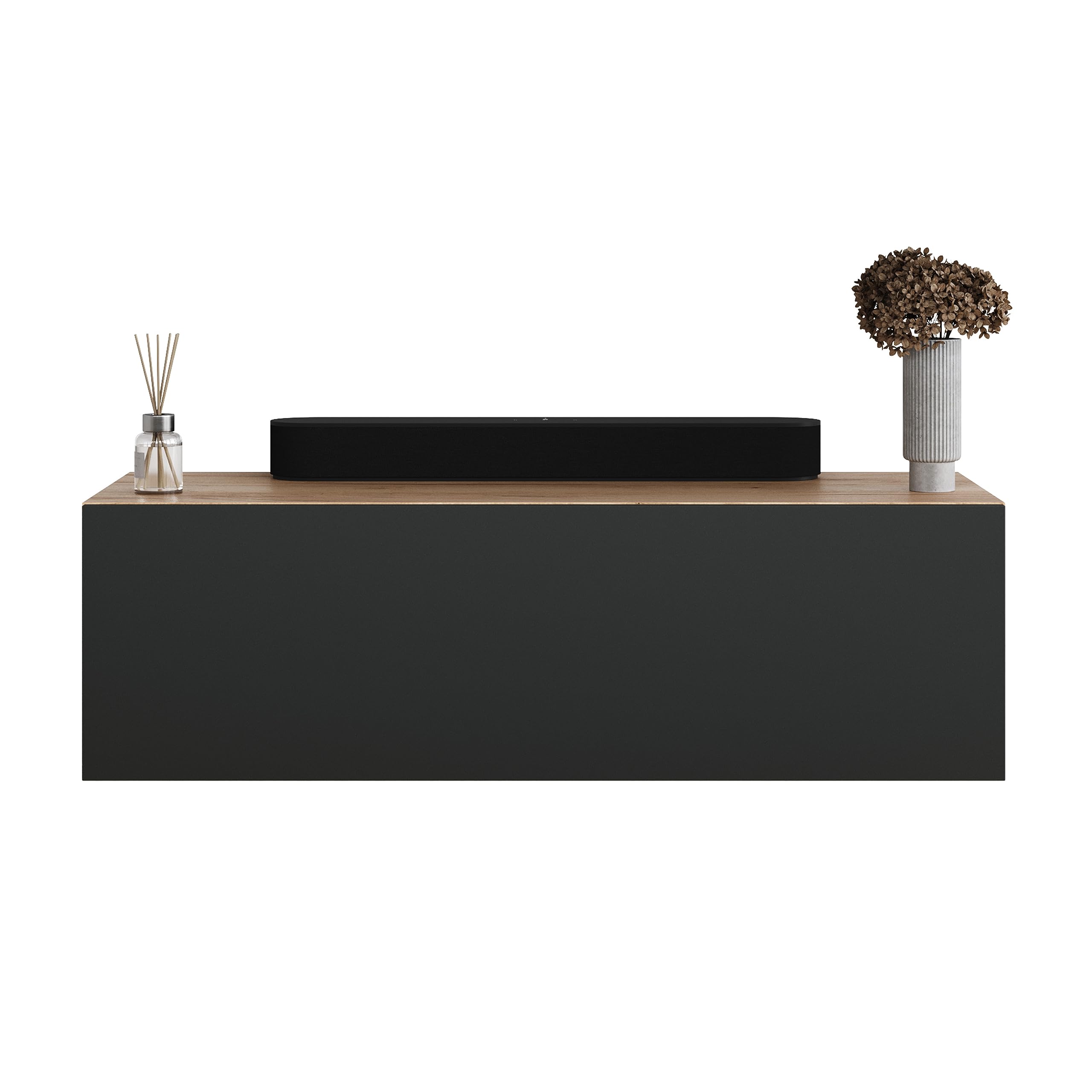Planetmöbel Flurgarderobe 100 cm mit Spiegel Beleuchtung Gold Eiche Anthrazit 37,8x100x32,5 cm