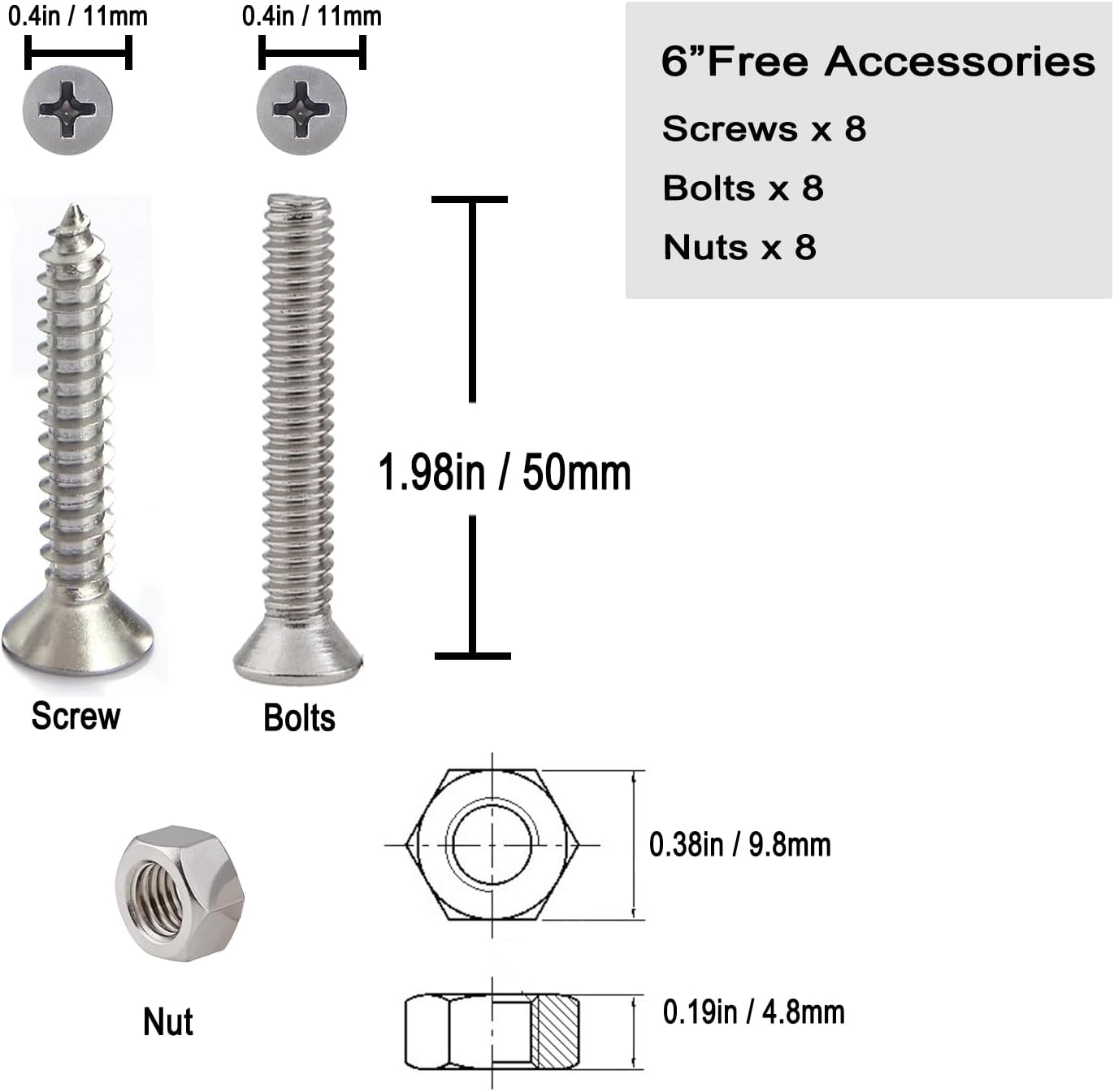 ZOMCHAIN Boat Cleat Open Base Boat Cleat, Dock Cleat All 316 Stainless Steel Boat Mooring Accessories, Free Installation Accessories Screws(4/5 /6/8 inch)
