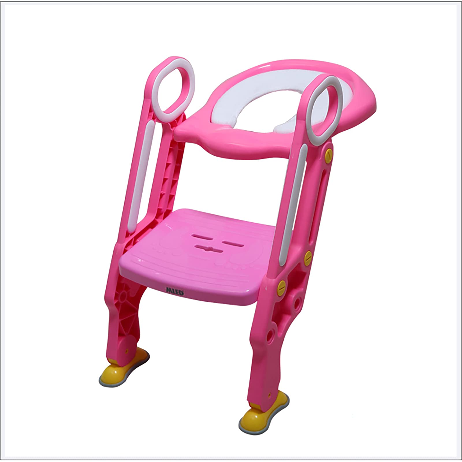 Trening nocny toalety, inteligentne ogrzewanie kolorowe lampy błyskowe dziecięce dziecięce siedzenie toalety toalety, solidne, nie poślizgnięte składane,Pink