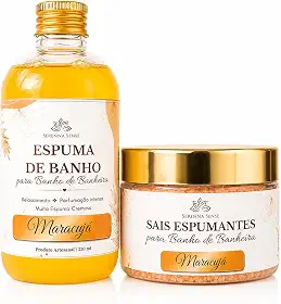 Serenna Sense Kit Banho Relaxante Lavanda, Sais Espumantes 200g + Espuma de Banho 250ml, Forma Grânulo (Maracujá e Camomila)