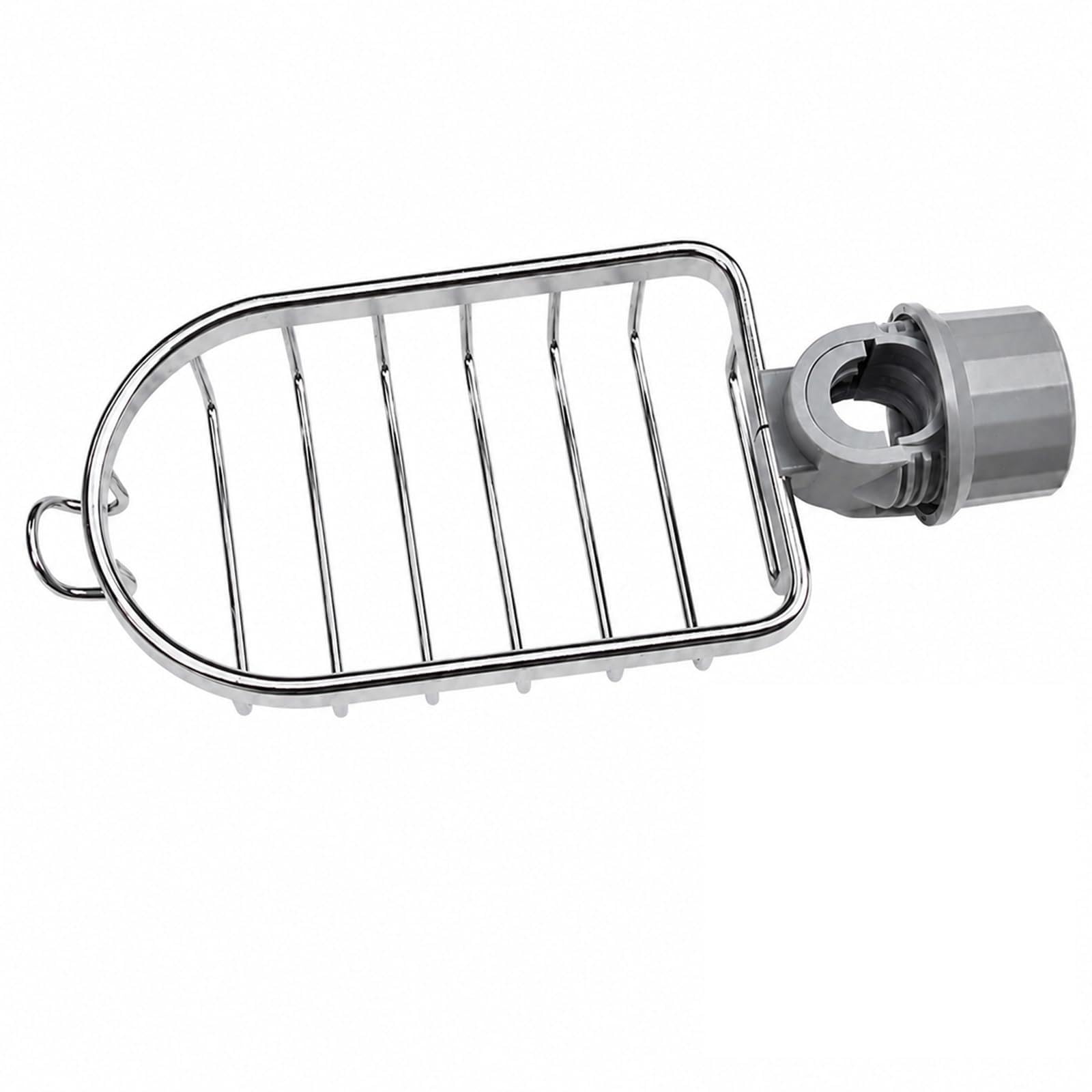 Admygo Kitchen Faucet Sponge Holder, Over Faucet Sink Caddy, Sink Tidy & Kitchen Sink Organiser, Detachable Hanging Drain Rack Multifunctional Storage for Kitchen Bathroom, Silver Aluminium Alloy
