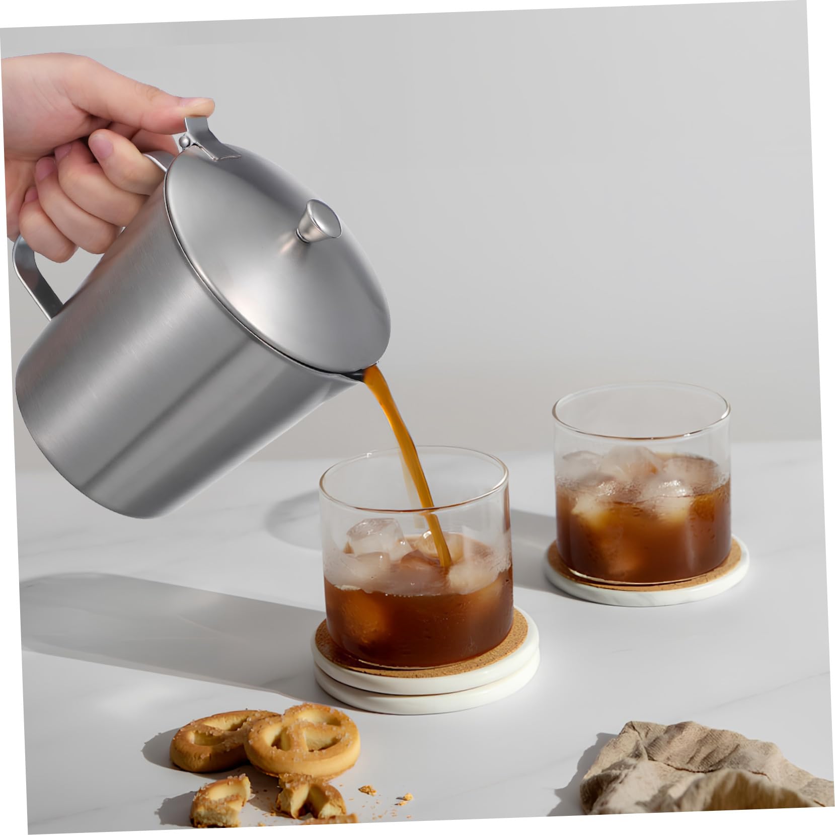 Gatuida Tasse à Mesurer Graduée Pour Pâtisserie Avec Couvercle Pour Latte Art Pichet à Lait Pour Expresso