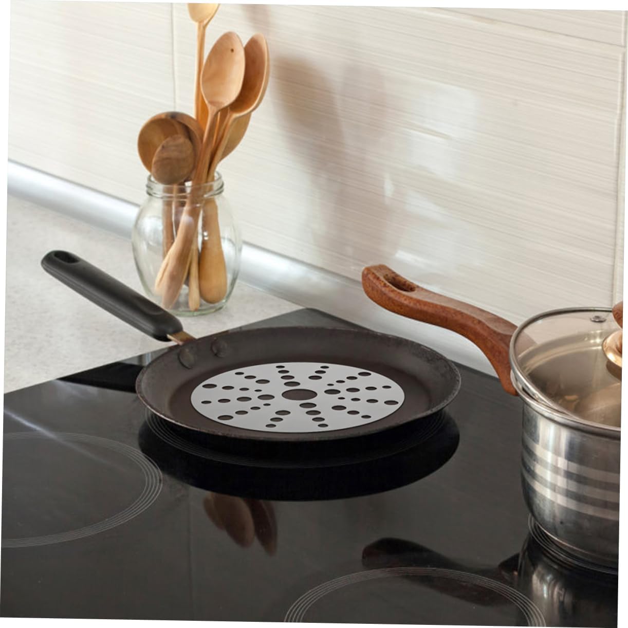 PRETYZOOM 2pcs Stainless Steel Heat Diffuser Plate Induction Converter Disk for Electric Gas Cooktop Cooking Essential with Excellent Heat Conduction and Stability