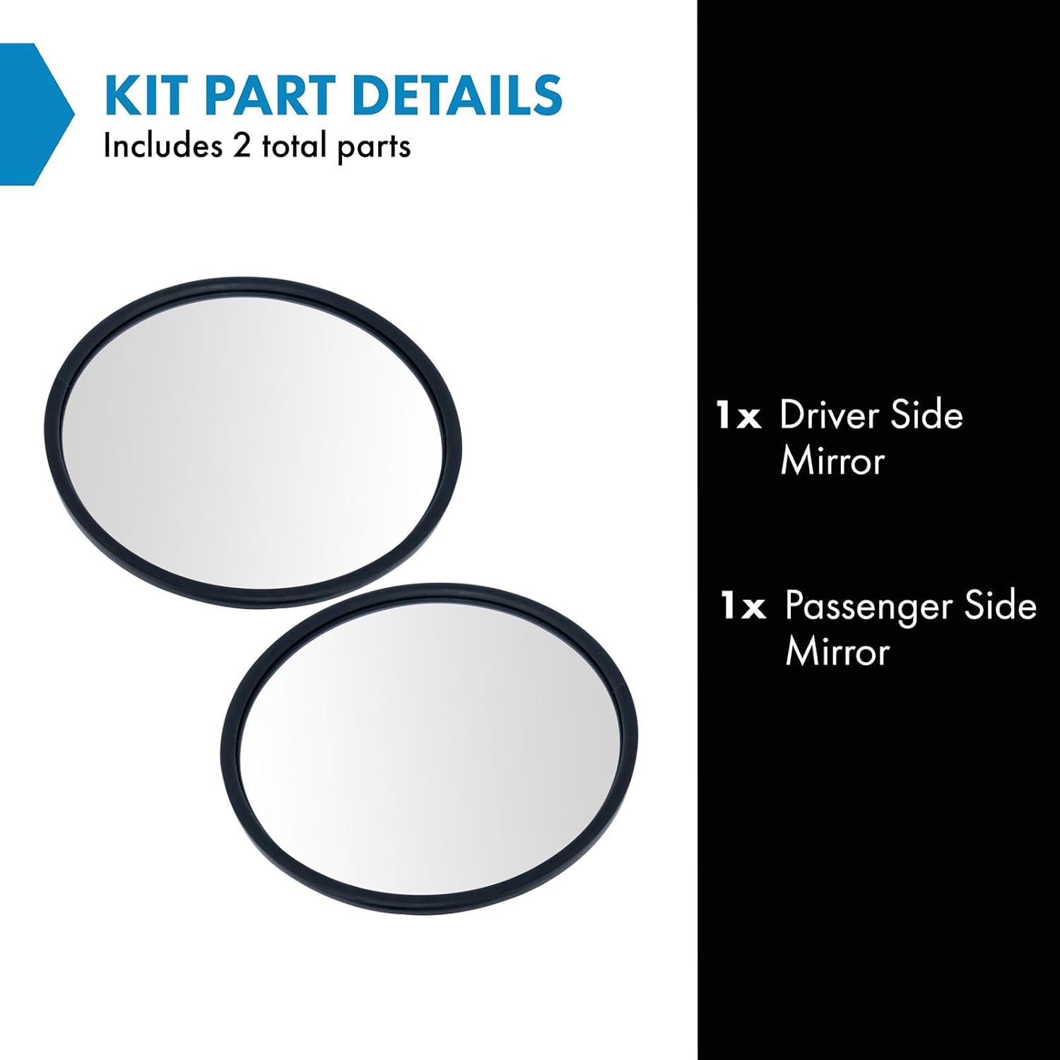 TRQ Mirror 8.5 inch round convex steel center stud with mounting bracket Left and Right Compatible with 00–13 Ford F-650 60–86 Chevrolet C60 80–91 GMC C6000 11–18 Ram 4500 00–19 Volvo VNL