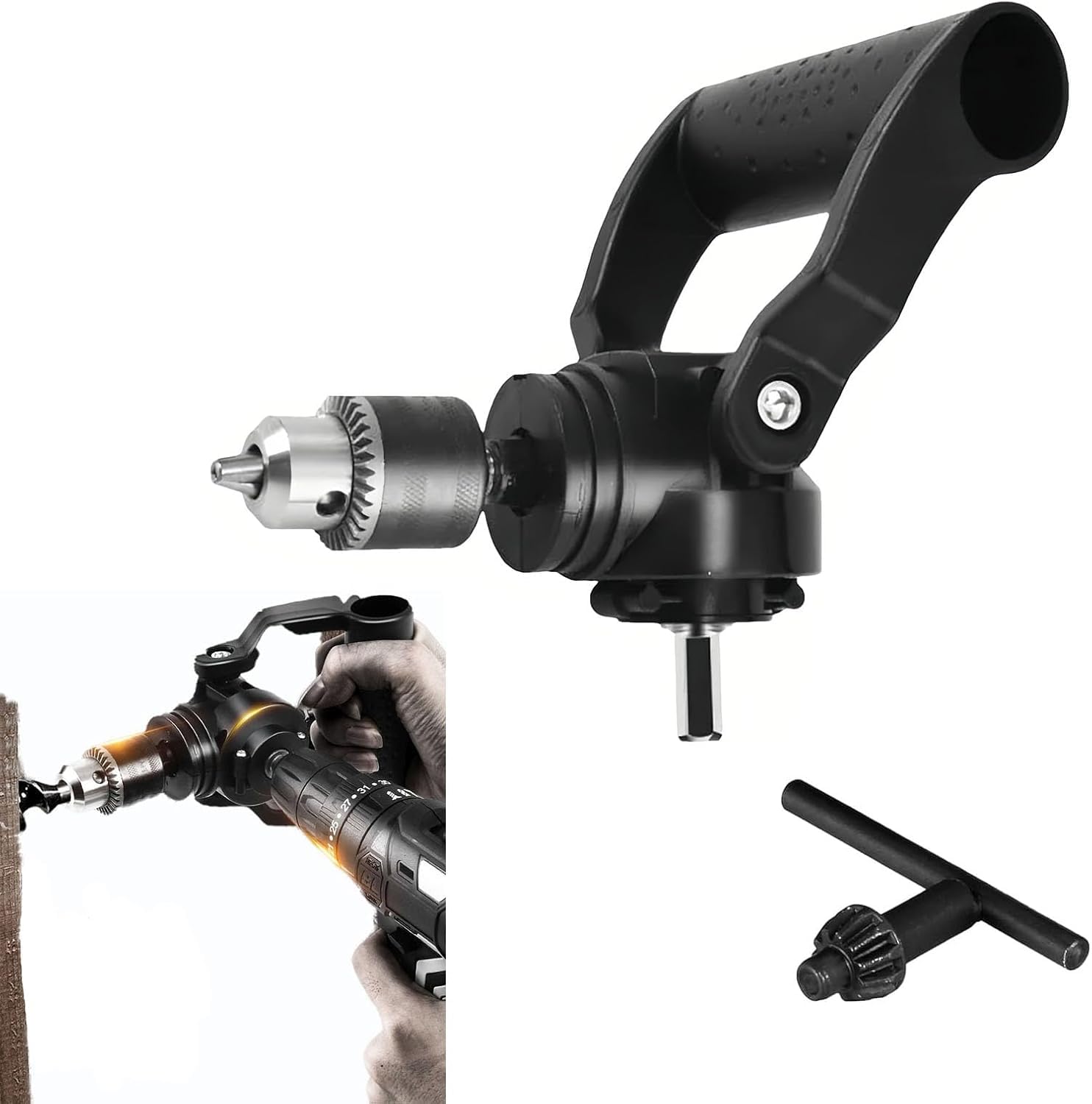 Even 90 Degree Drill Attachment, Right Angle Drill Adapter with Auxiliary Handle, Adjustable. - Image 9 thumbnail