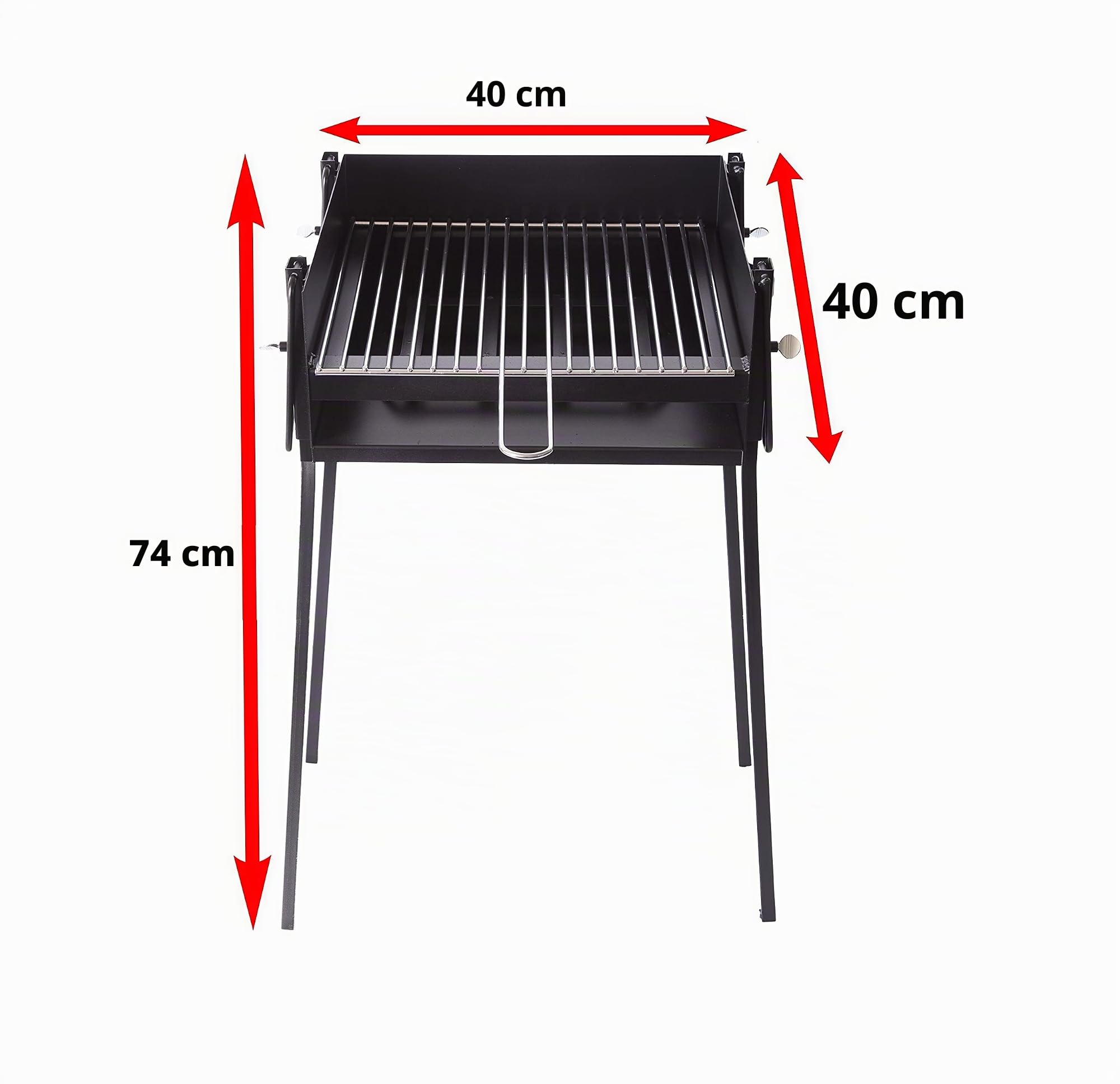 Barbacoa pequeña portátil carbón cuadrada 40x40 de Chapa para Carbón y leña, barbacoa con patas desmontables y parilla, Ideal para Asar Carne, pescado en el exterior