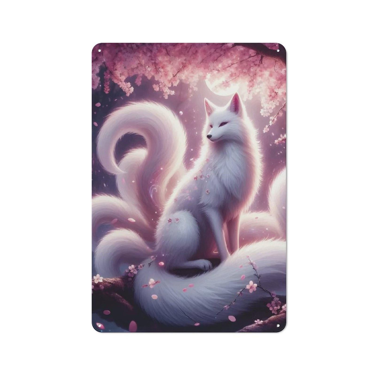 Outdoor Room Shed Metal Sign 30x20cm Featuring Ninetail White Kitsune, Shed Wall Decor for Shed, Garden Room, Porch Or Garage