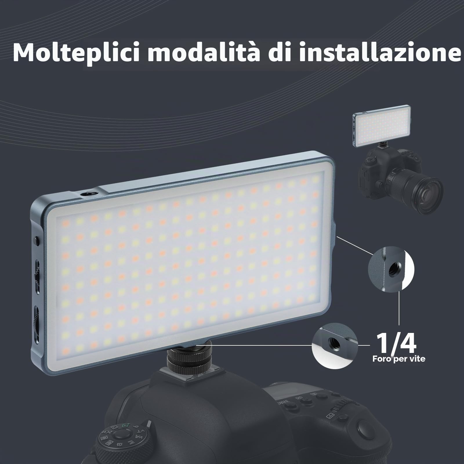 ENEGON 4000mAh Luce Video LED 2500K-9900K Bicolore Montabile Ricaricabile USB con Mini Pannello per Fotocamere DSLR Professionali Foto Illuminazione