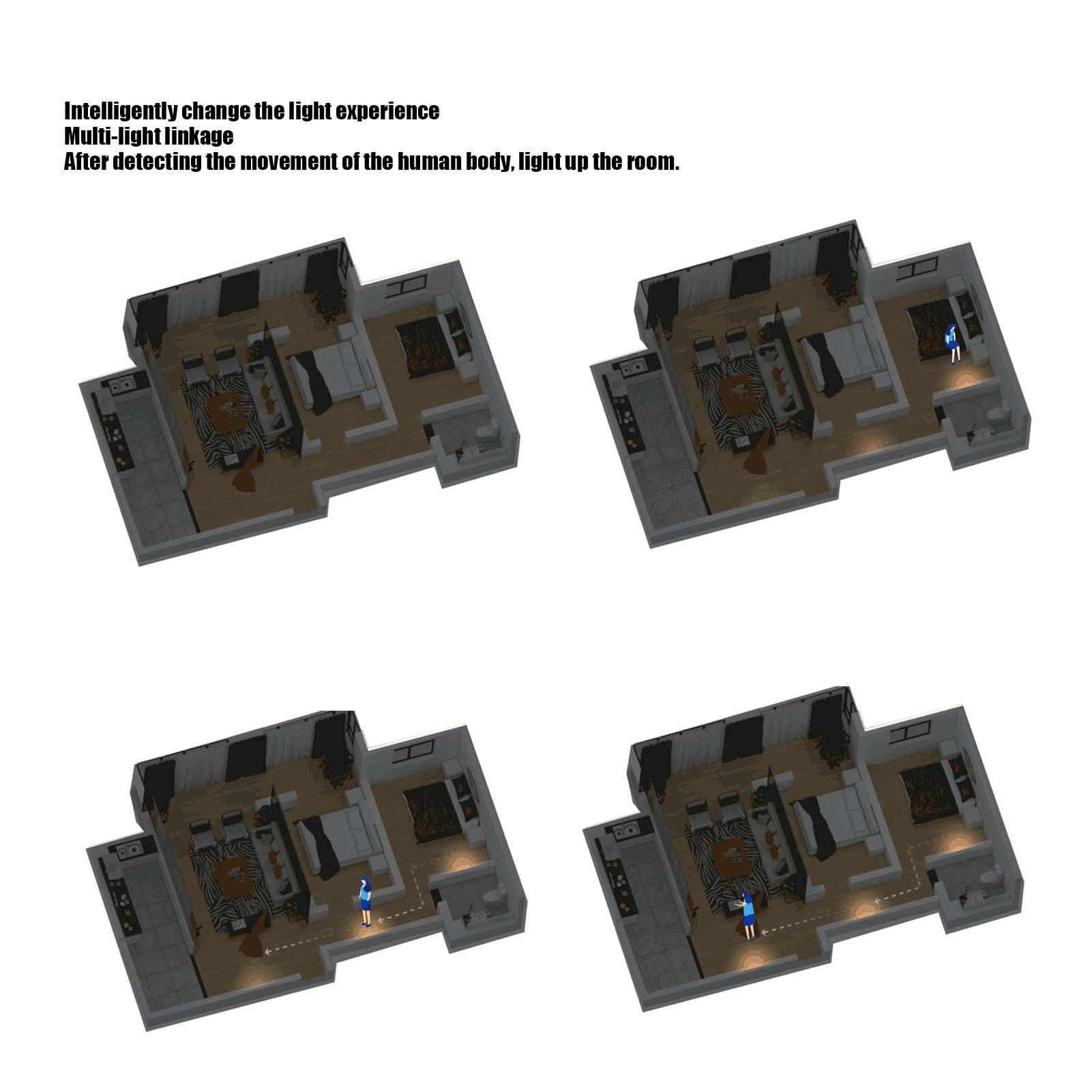 Lampka nocna LED, inteligentna lampa z czujnikiem ruchu USB Ładowanie Magnetyczna szafka Lampka nocna do łazienki, przedpokoju, sypialni, pokoju dziecięcego, kuchni, schodów
