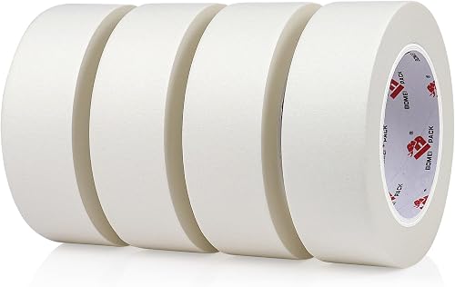 BOMEI PACK Painters Tape 1.5 inch Wide, White Masking Tape 4 Rolls x 1.5 inch x 55 Yards (220 Total Yards) Residue-Free Painting Tape for Labeling, DIY Crafting, Decoration and School Projects