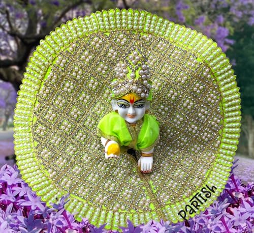 Image of Partish Laddu Gopal Heavy Poshak with Pagdi (Size 2) l Ladoo Gopal Dress l Bal Gopal l Kanha Ji Thakur Ji Dress(Parrot,L)