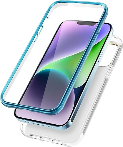 Miniatura 3 de Asuwish Funda para iPhone 14 Plus de 6.7 pulgadas con protector de pantalla híbrida con bonito diseño de mármol, a prueba de golpes, cuerpo