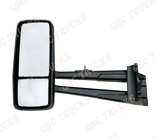Miniatura 5 de QSC Truck Parts Conjunto de espejo de puerta negro W/brazos lado izquierdo del conductor para Kenworth T680 T880