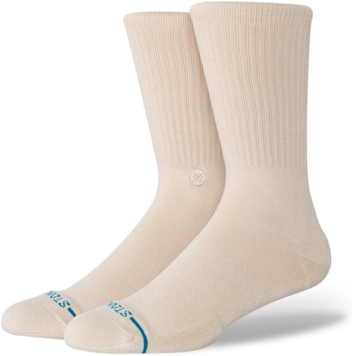Stance Rolled Solid Crew Socks Oatmeal Casual Light Cushion Cotton Blend Medium