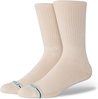Stance Rolled Solid Crew Socks Oatmeal Casual Light Cushion Cotton Blend Medium