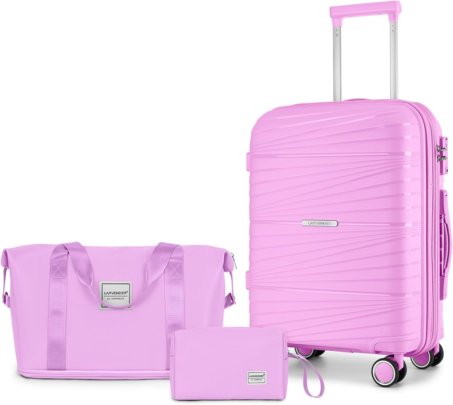 LARVENDER Carry On Luggage 22x14x9 Airline Approved, 20 Inch Hardshell & Lightweight PP Carry On Suitcase for Women with Spinner Wheels TSA Lock, Neon Pink