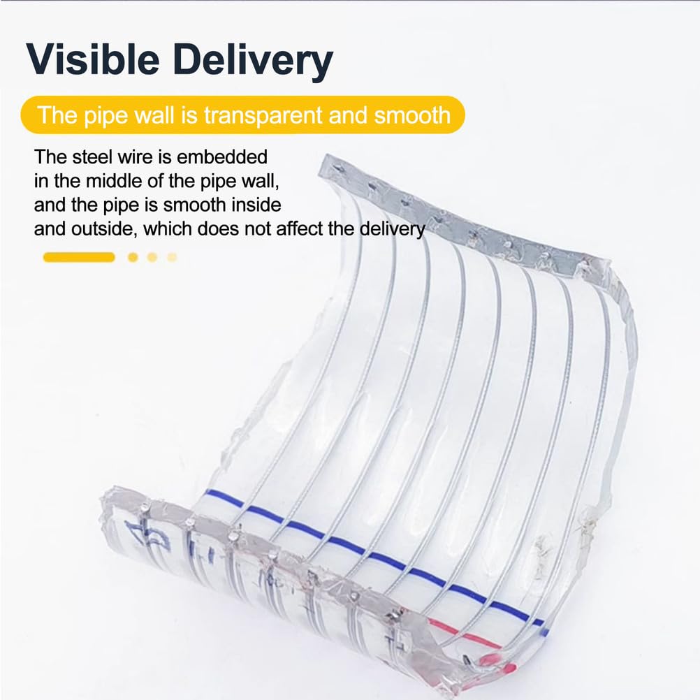 Tubo flessibile in PVC con spirale in filo di acciaio, tubo flessibile in PVC filo di acciaio trasparente lunghezza 1 m OD 100 mm con 2 morsetti parete interna liscia per il trasporto di terreni