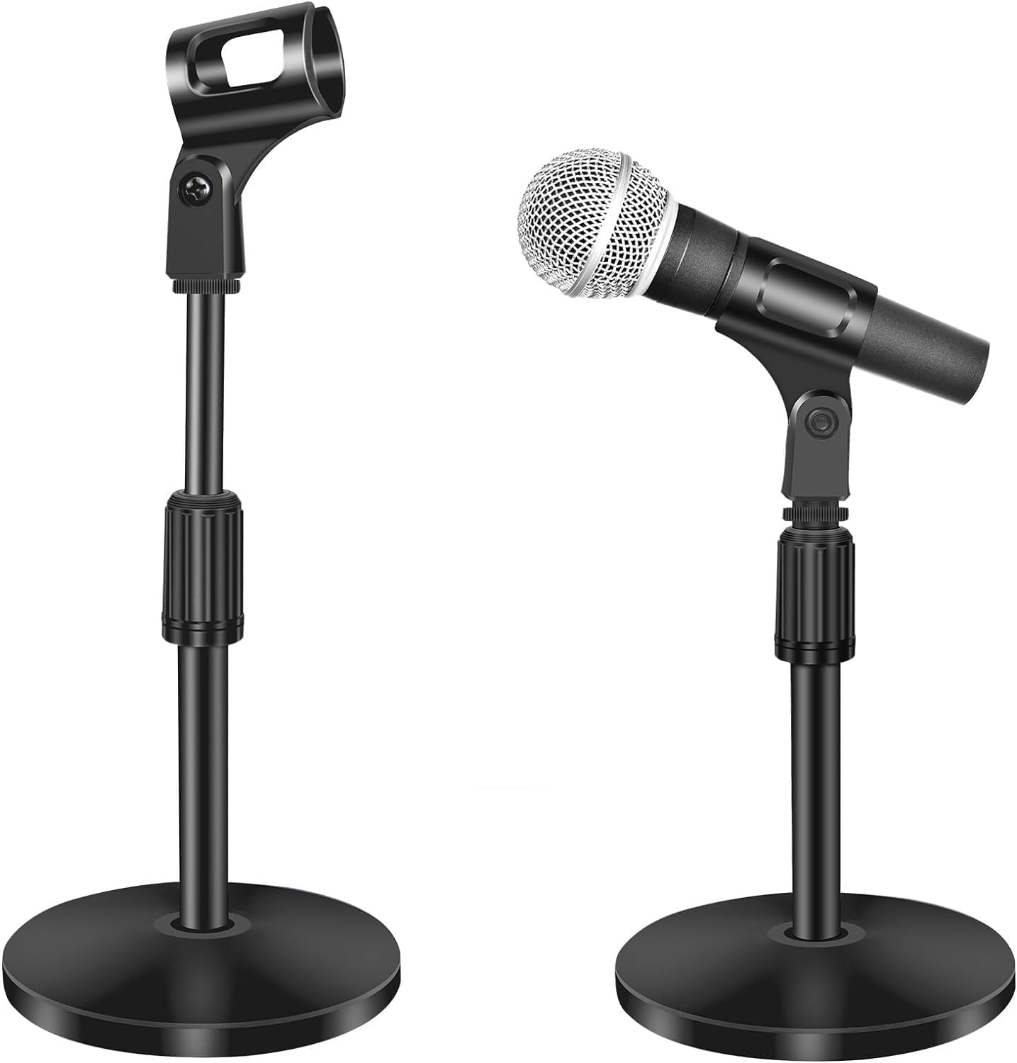 SEVAM Extendable 2 Step Table Desktop Stand Shock Mount Microphone Holder with Metal Base Mic Clip for Studio Sound Recording (Black)