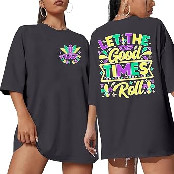 Women Fat Tuesday Shirts Funny Mask Graphic Tees Carnival Outfit New Orleans Oversized Tops