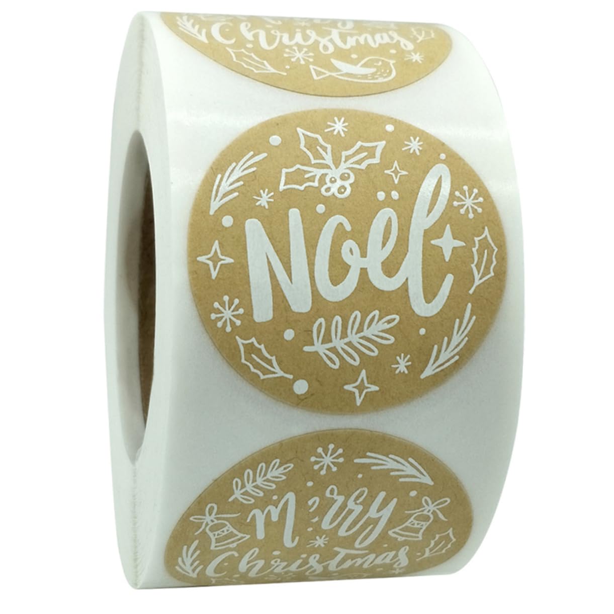 Tofficu 3rotoli Adesivi Natalizi Autoadesivi Carta Kraft Stickers Per Confezioni Etichette Scrivibili Per Imballaggio e Decorazioni Festive Design Unico Per Atmosfera Di Festa