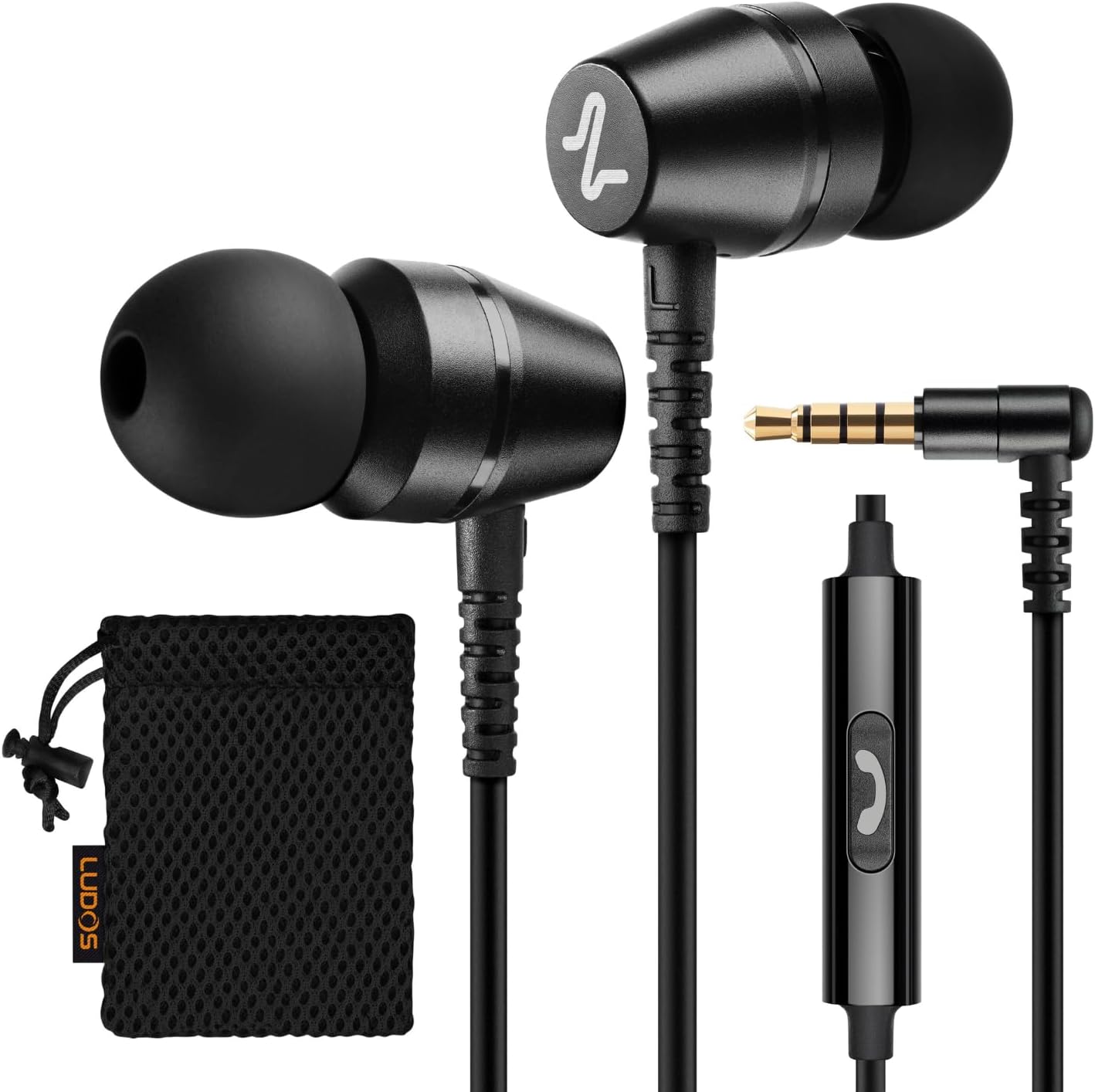 Ludos Omnitone Wired Earbuds with Microphone, 3.5 mm Jack, Compatible with iPhone, Samsung, Computer, Laptop