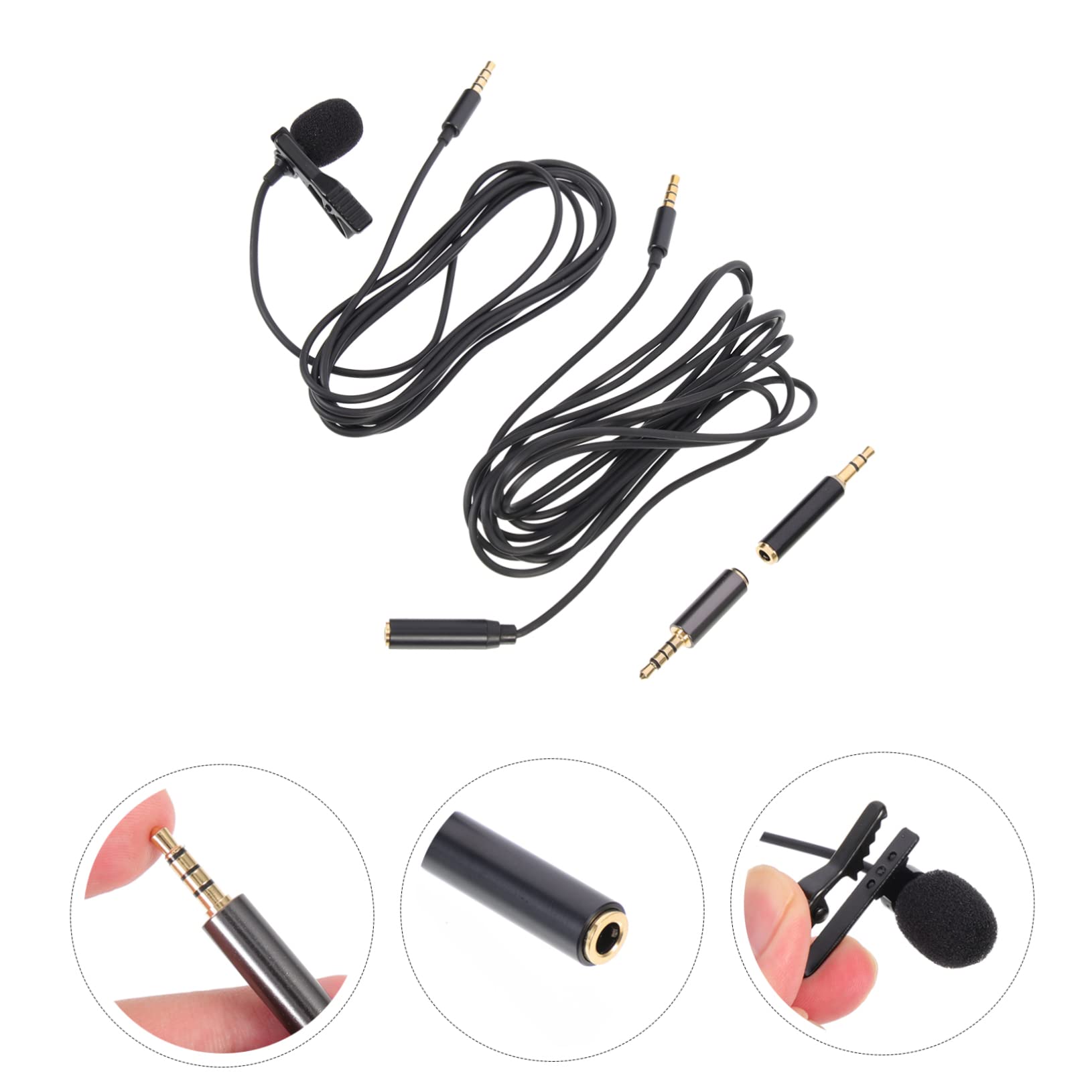 VICASKY 4sätze Teiliges Mikrofon Interviews Und Aufnahmen Professionelles Handy Und Pc-mikrofon Mit Adapter Und Verlängerung Für Podcasting Und Gesang