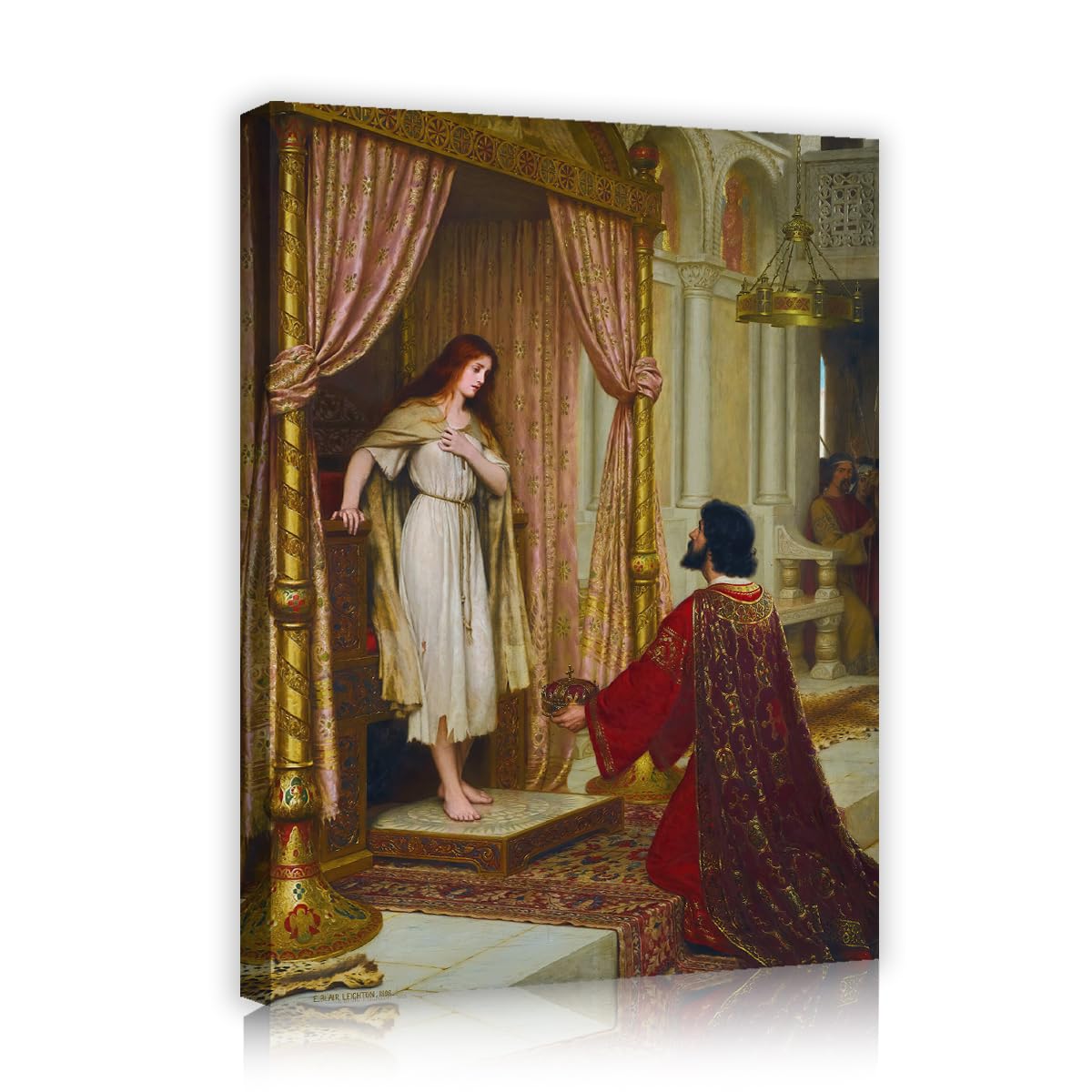 TOANGWALL Romantic Palace Painting Canvas Wall Art Corridor Edmund Blair Leighton The King and the Beggar Maid Famous Artwork for Study Decor 85x100cm