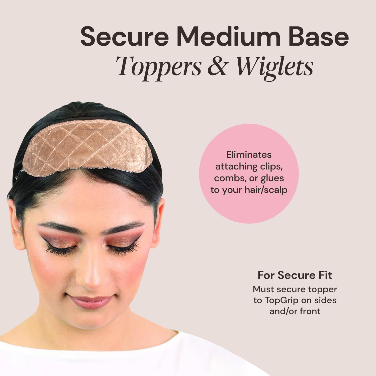 MILANO COLLECTION Glueless Top Grip for Hair Topper & Wiglets, Adjustable Translucent Strap with Side Openings - Image 4