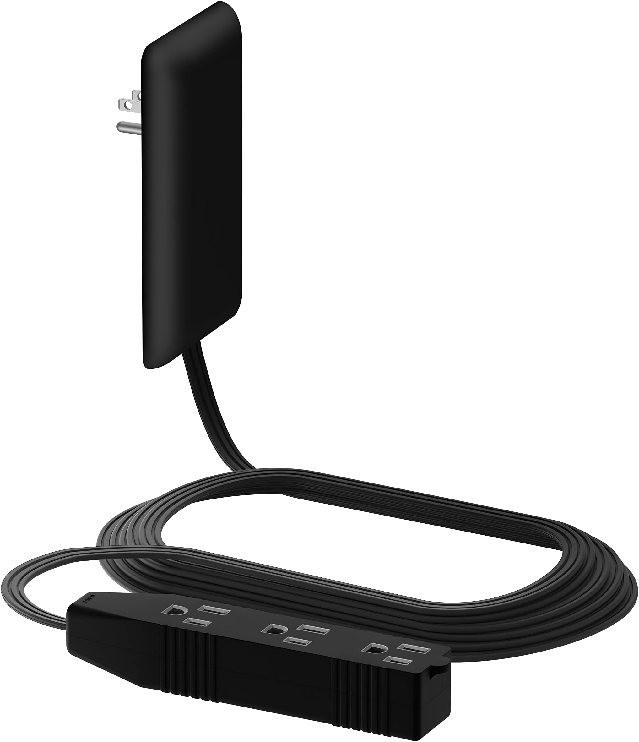 LIDER Flat-Face Outlet Extender with 3 Receptacles, Ultra-Thin Wall Plate Plug with Cord Extender and 3-Outlet Power Strip, 8ft Cord, LWE8-315-BK, Black