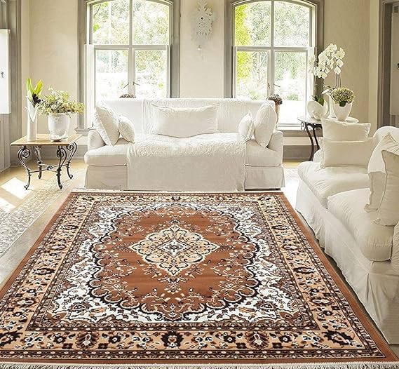 Image of Soft Washable Beautiful Acrylic Rugs for Home Decor Living Room 5x7 feet (150 x 200 CM) Gold