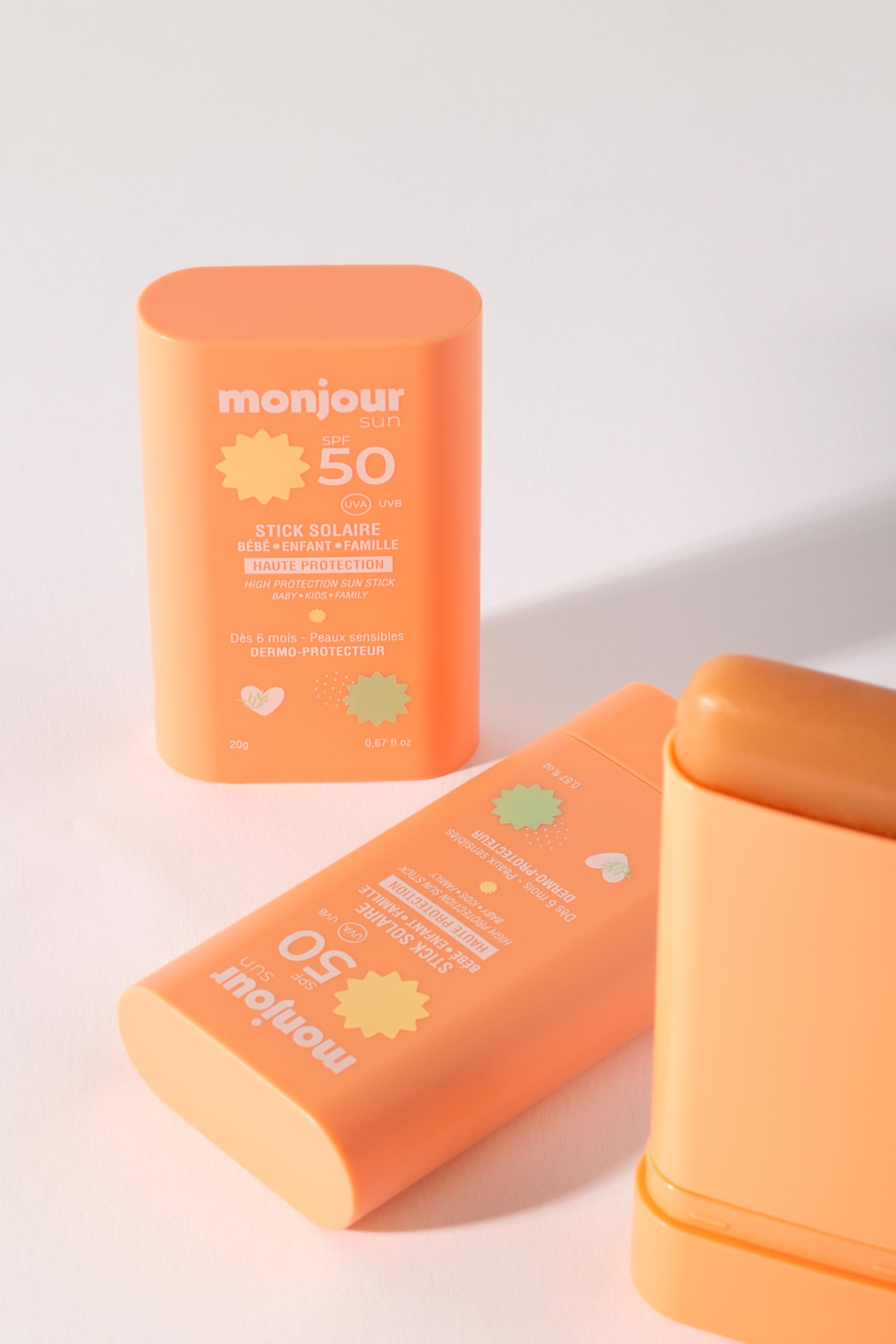 Stick solar invisible SPF 50 – a partir de 6 meses – Bebé – Niño – Familia – Excelente en Yuka – Dermo-protector, cara, cuerpo y zonas sensibles – 20 g