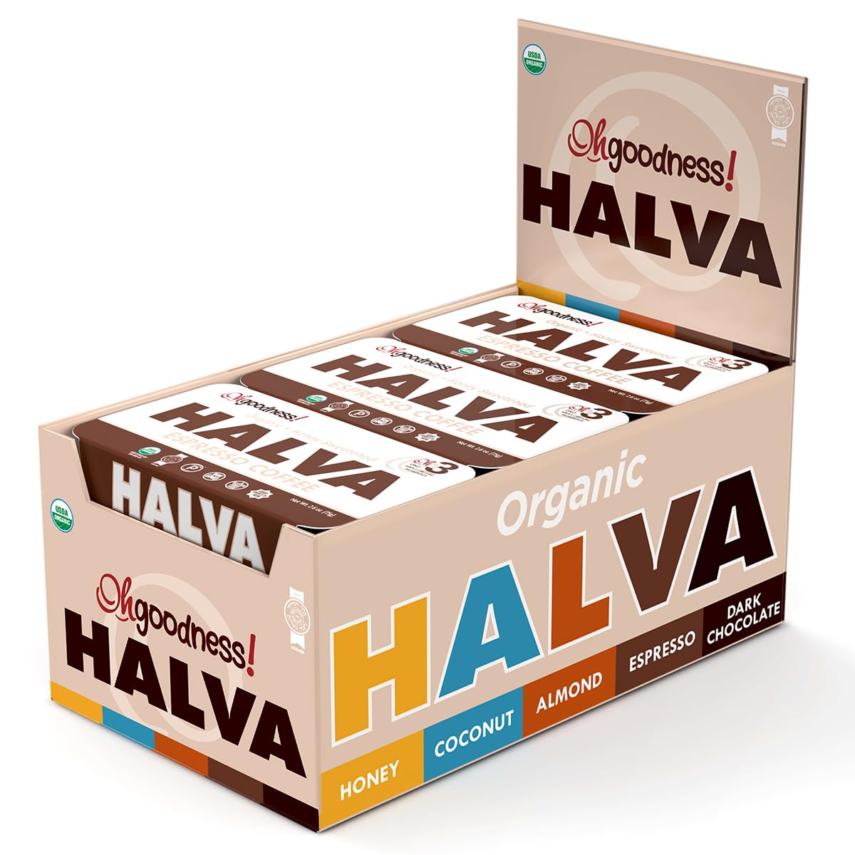 Organic OhGoodness! Honey Halva Case Of 12 Only THREE Simple Ingredients, Melt