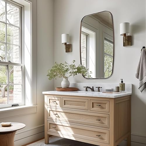 Miniatura 85 de ANDY STAR Espejos ovalados dorados para baño, espejo de pared oblongo, con marco de metal dorado cepillado de 24 x 36 pulgadas, espejo de tocador