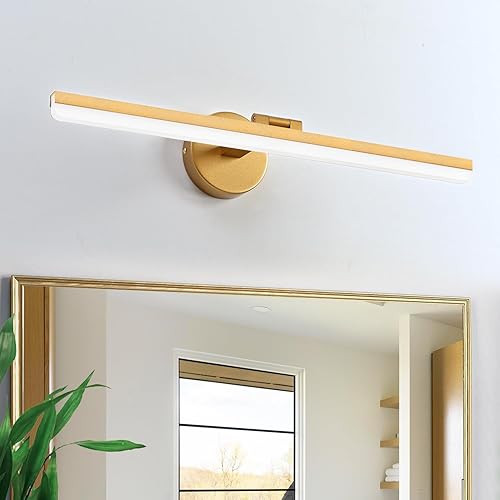 Miniatura 11 de Lámparas doradas para tocador de baño, 16 pulgadas, 9 W, giratorias, modernas, LED, aplique de pared (luz blanca, 6000 K) Oro,Negro
