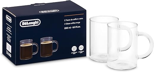 De'Longhi DLSC320 Long Coffee Glasses, 8.5 Fl oz, set of 2