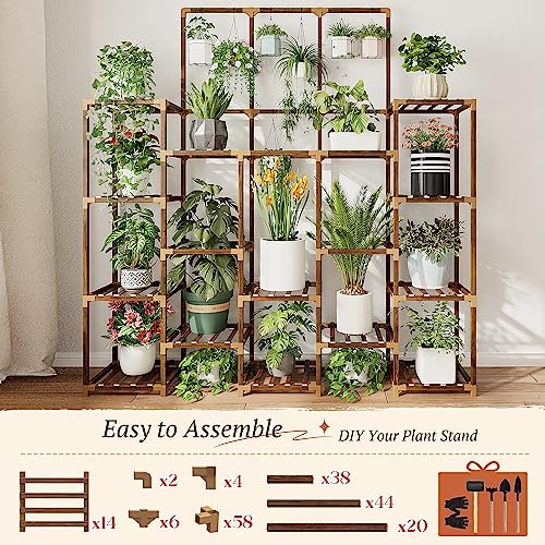 EnHomee-63H-Upgrade-Plant-Stand-Indoor-Tall-Plant-Stands-Outdoor-with-7-Tiers-and-14-Potted-Wood-Plant-Shelves-Stand-Load-Bearing-600-LBS-Multiple-Plant-Stand-for-Garden-Balcony-118x56x63