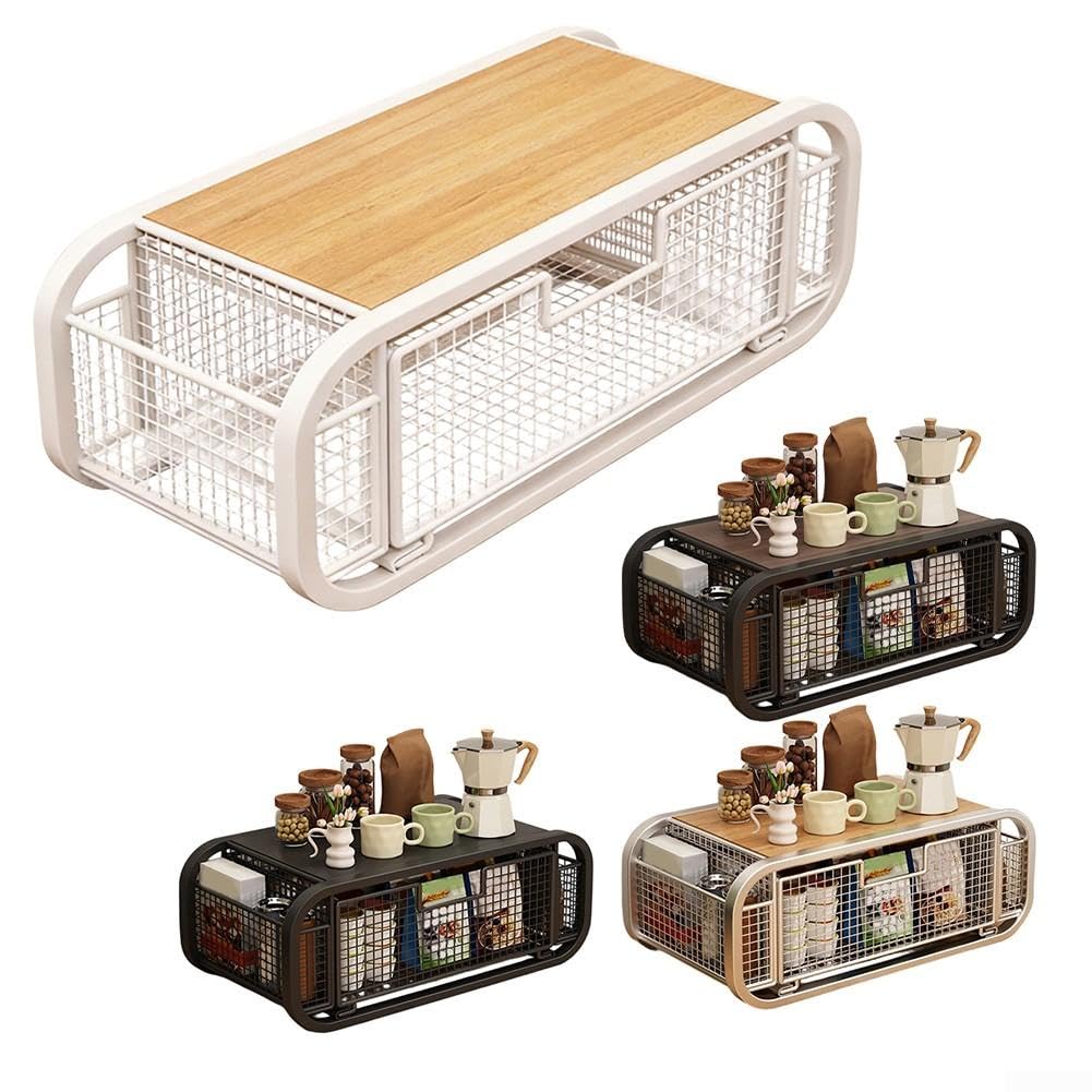 Scatola portaoggetti da cucina in stile cassetto, con ferro e legno
